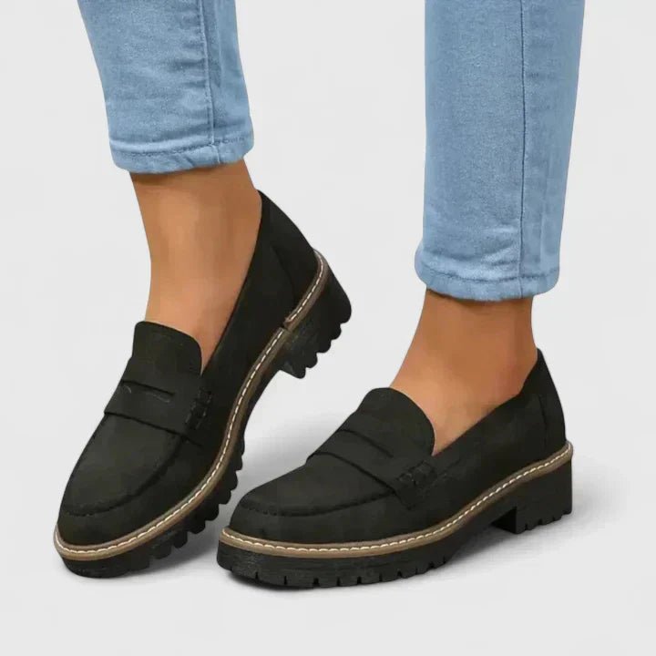 Women's Orthopedic Cushioned Slip-On Loafers - Black