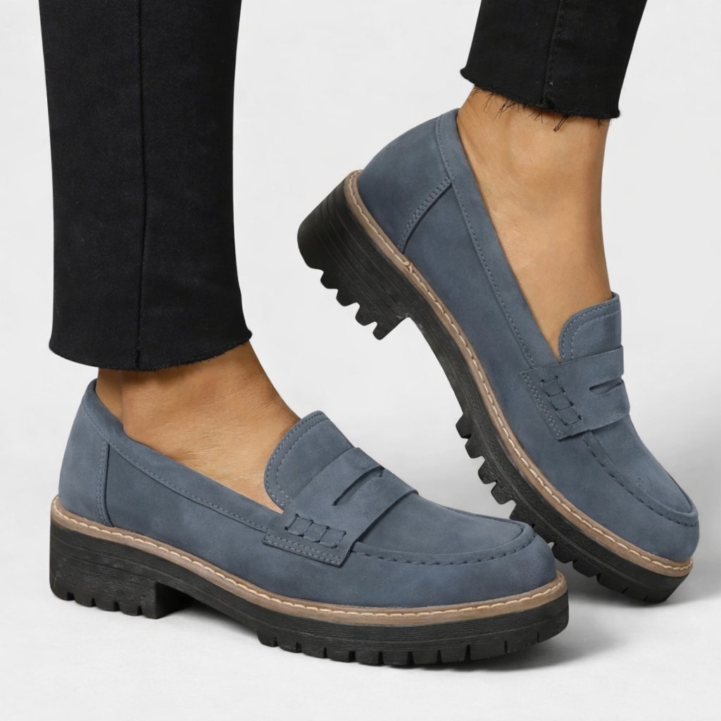 Women's Orthopedic Cushioned Slip-On Loafers - Blue
