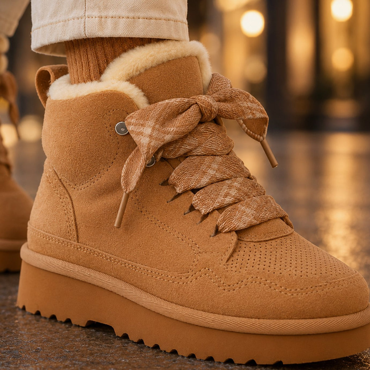 Women's Orthopedic Lace-Up Suede Platform Ankle Boots