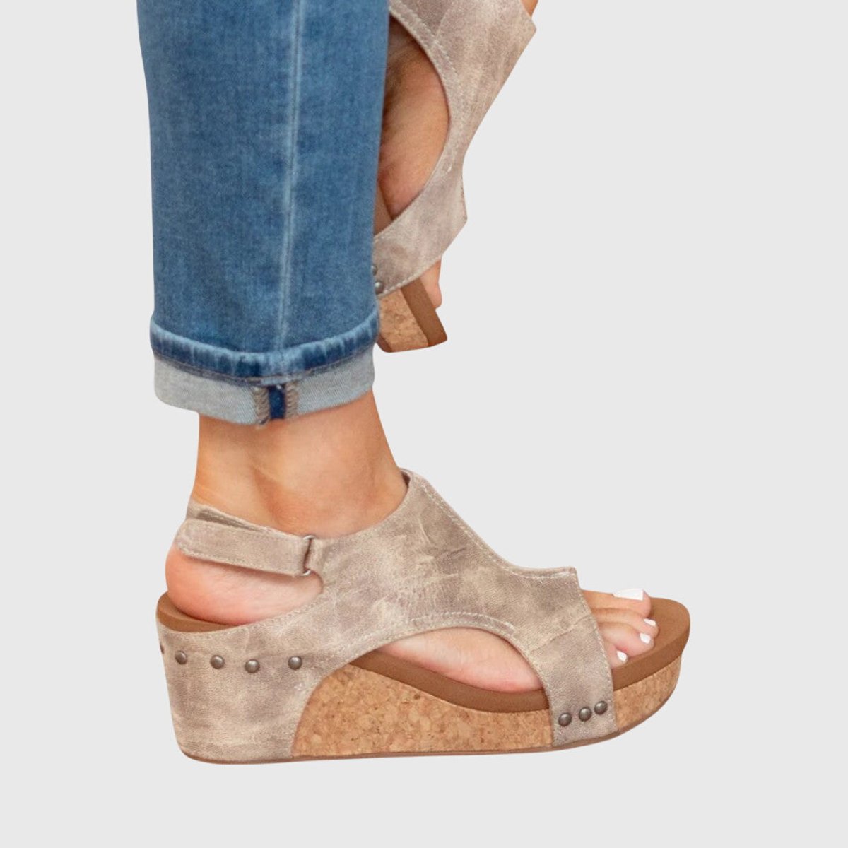 Women's Orthopedic Slingback Cork Wedge Comfortable Sandals
