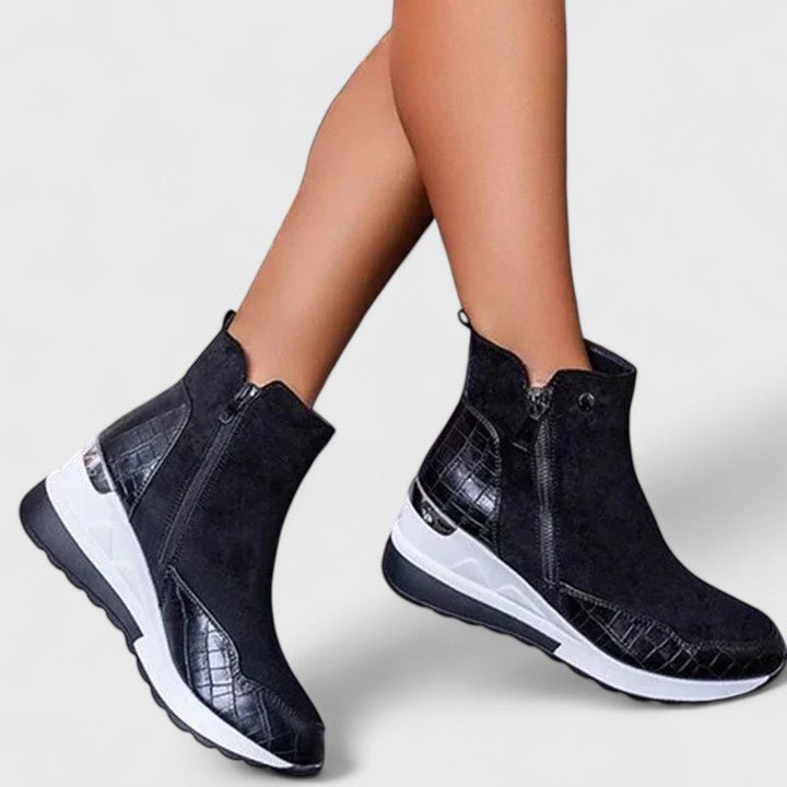 Women's Orthopedic Wedge-Sole Zip-Up Ankle Boots
