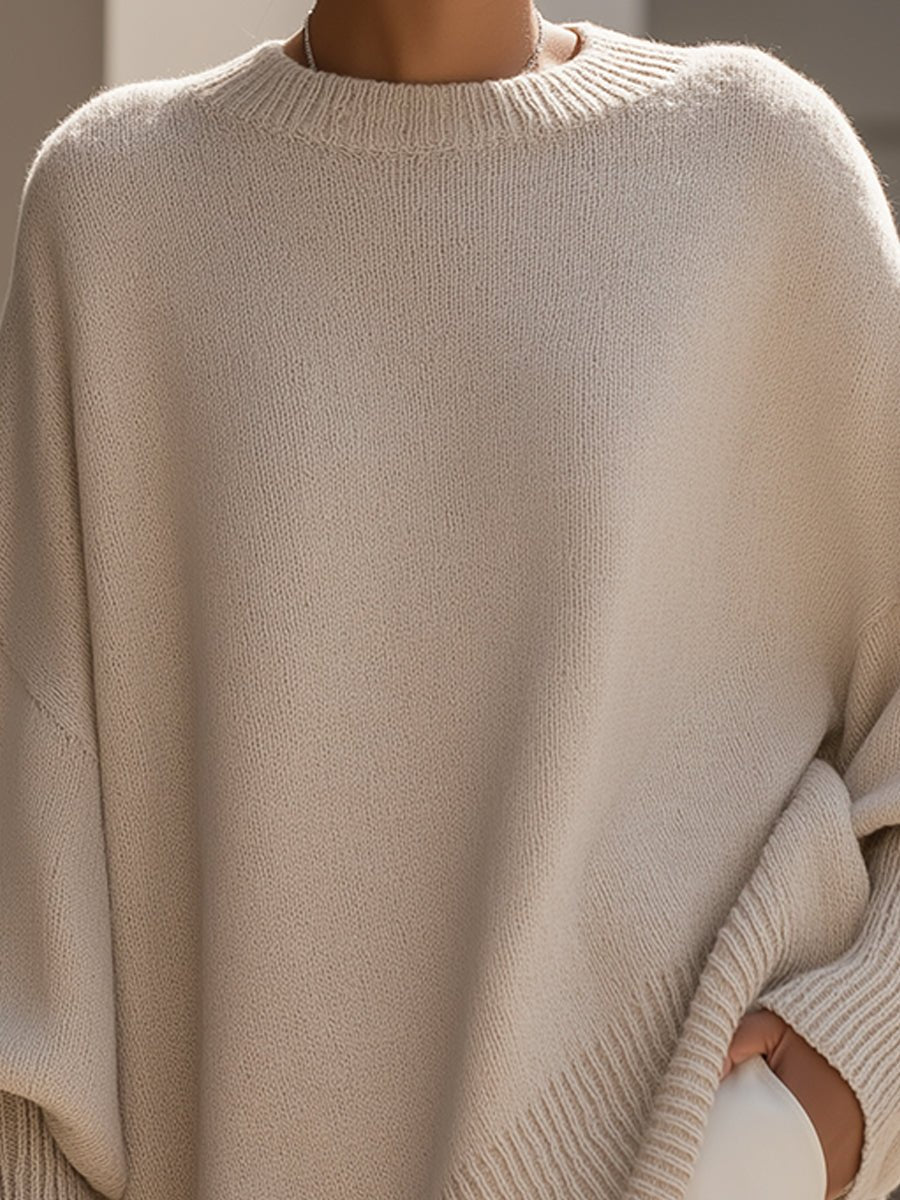 Women's Oversized Batwing Knit Draped Sweater