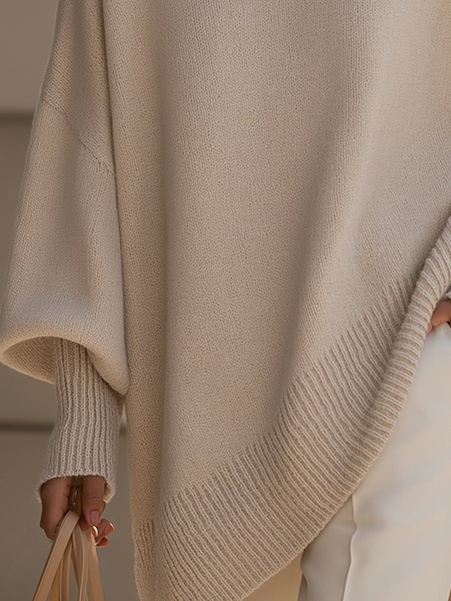 Women's Oversized Batwing Knit Draped Sweater