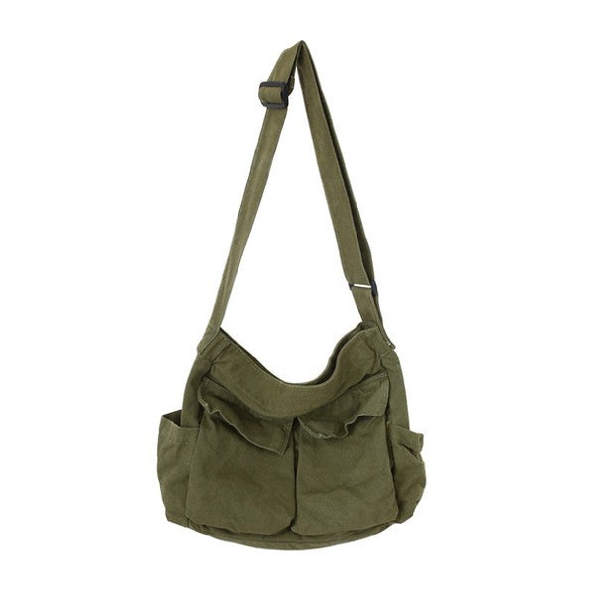 Women's Oversized Black Canvas Tote Bag Crossbody Messenger