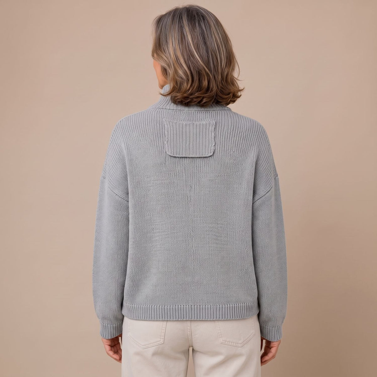 Women's Oversized Button-Front Collared Knit Cardigan