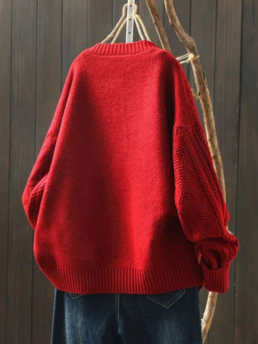 Women's Oversized Cable-Knit Button-Down Cardigan