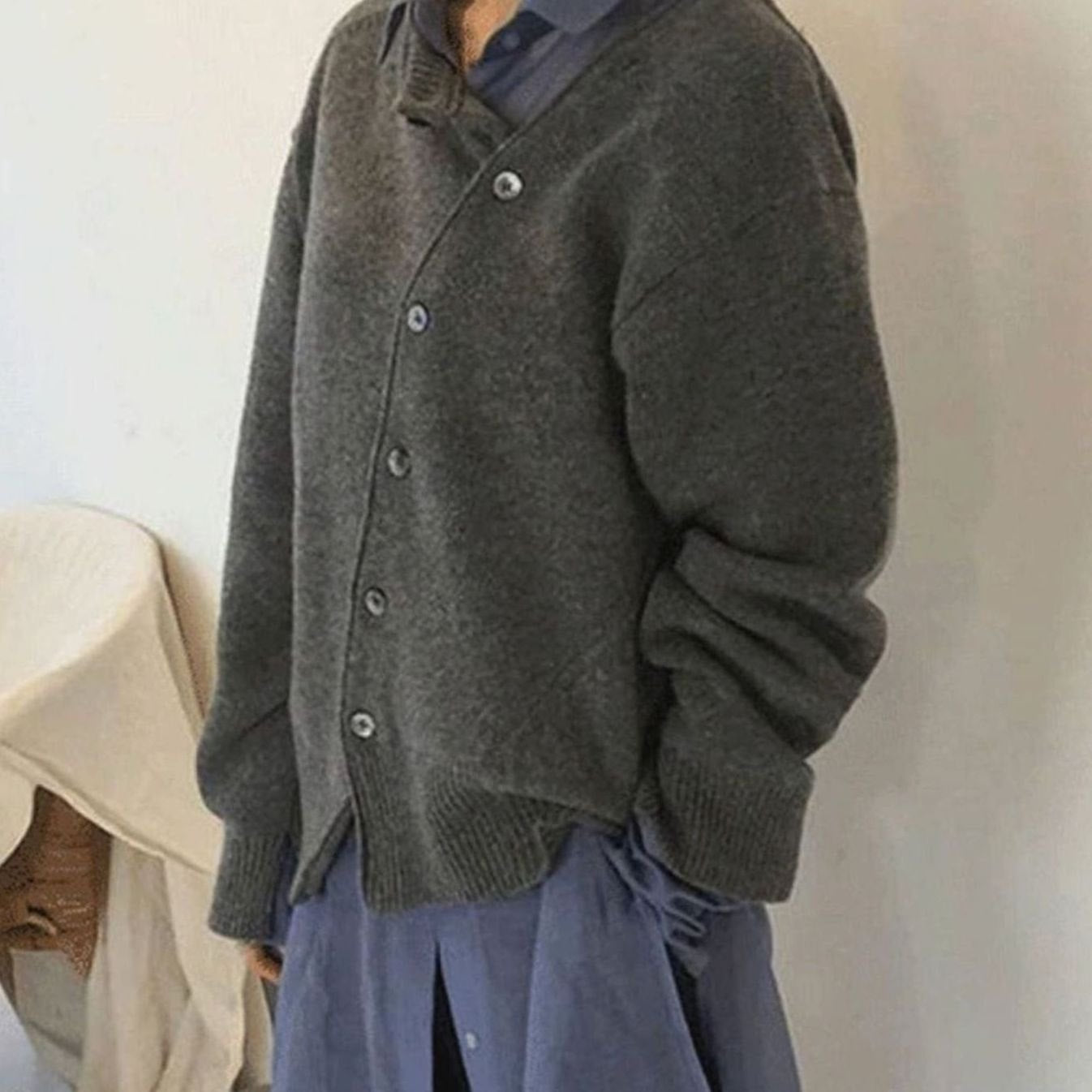 Women's Oversized Chunky Knit Button-Front Cardigan