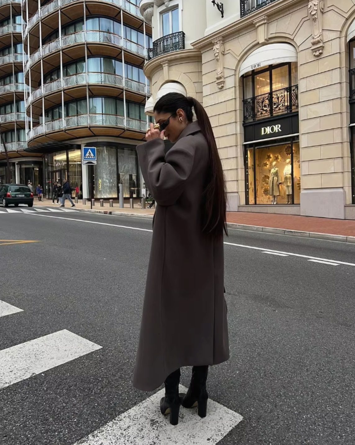 Women's Oversized Double-Breasted Wool Coat Wide Lapel
