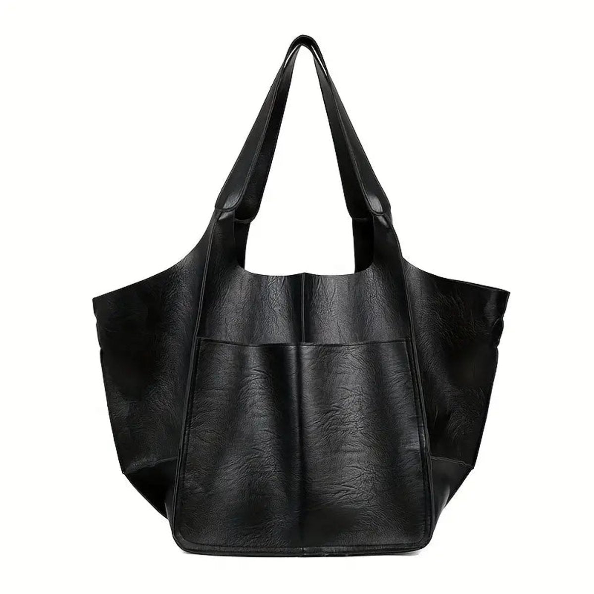 Women's Oversized Faux Leather Magnetic-Clasp Tote Bag