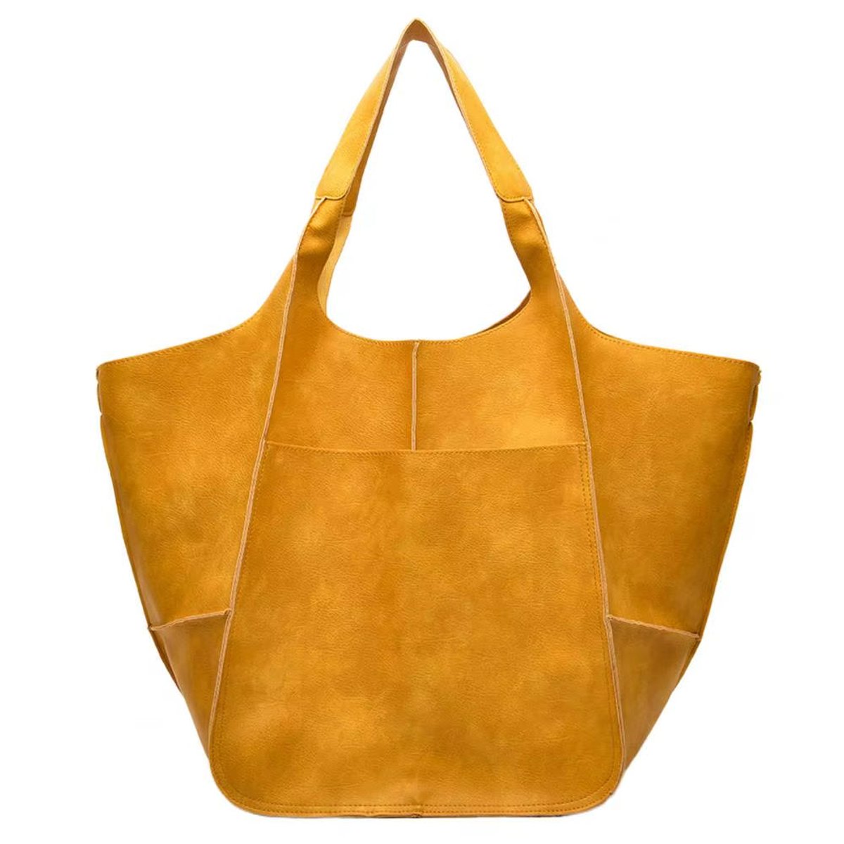 Women's Oversized Faux Leather Magnetic-Clasp Tote Bag