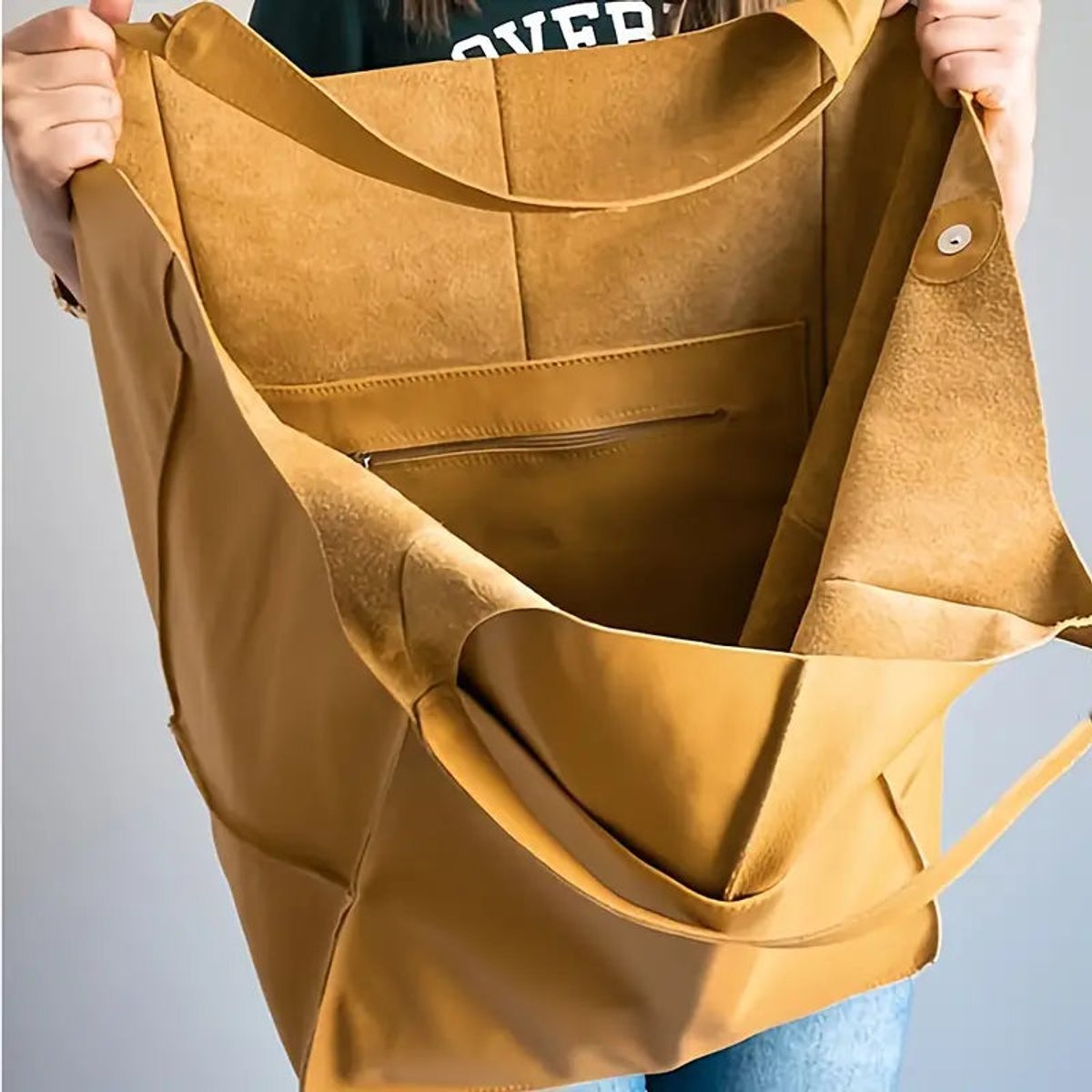 Women's Oversized Faux Leather Magnetic-Clasp Tote Bag