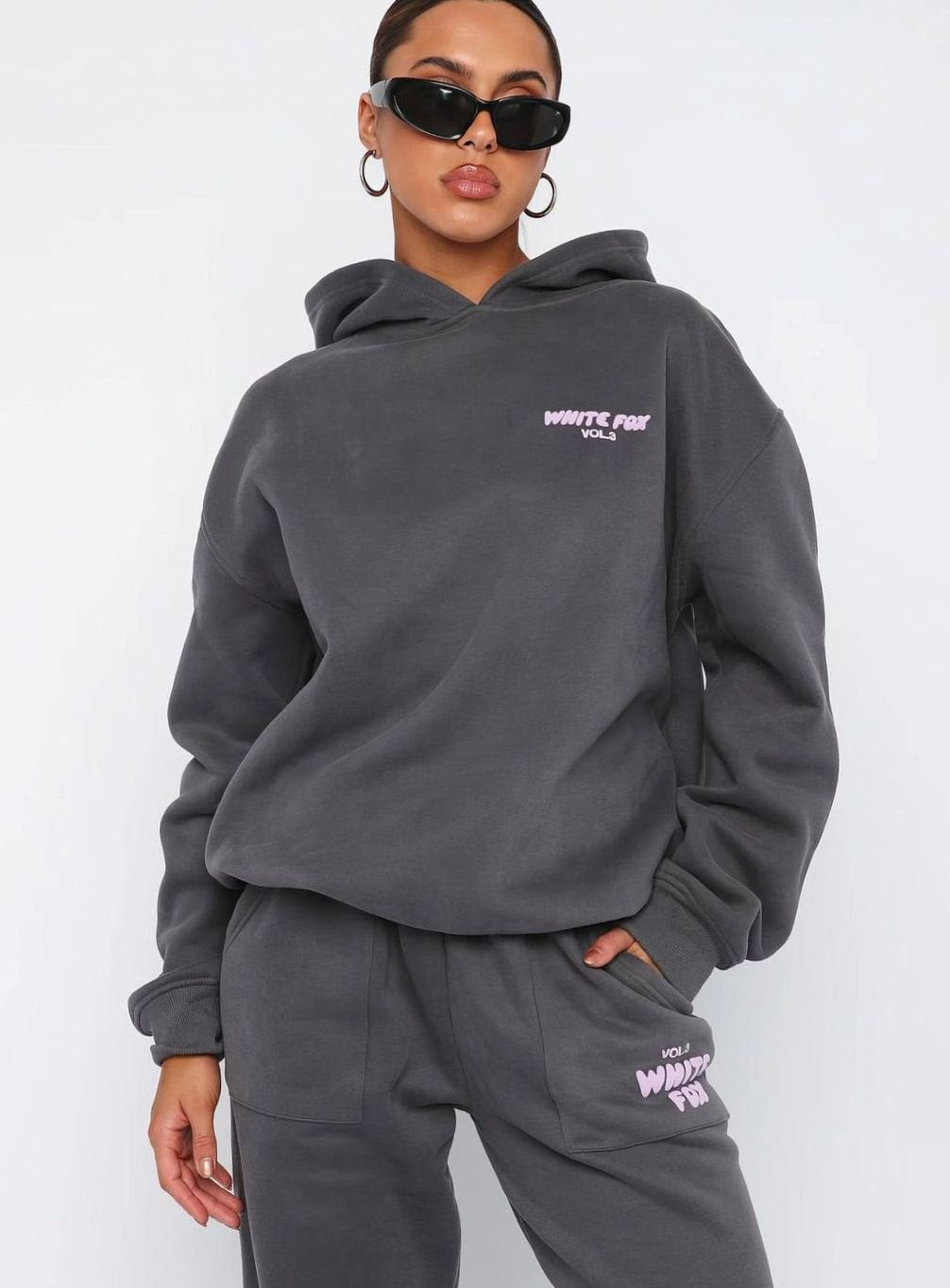 Women's Oversized Fleece Hoodie Jogger Tracksuit Set