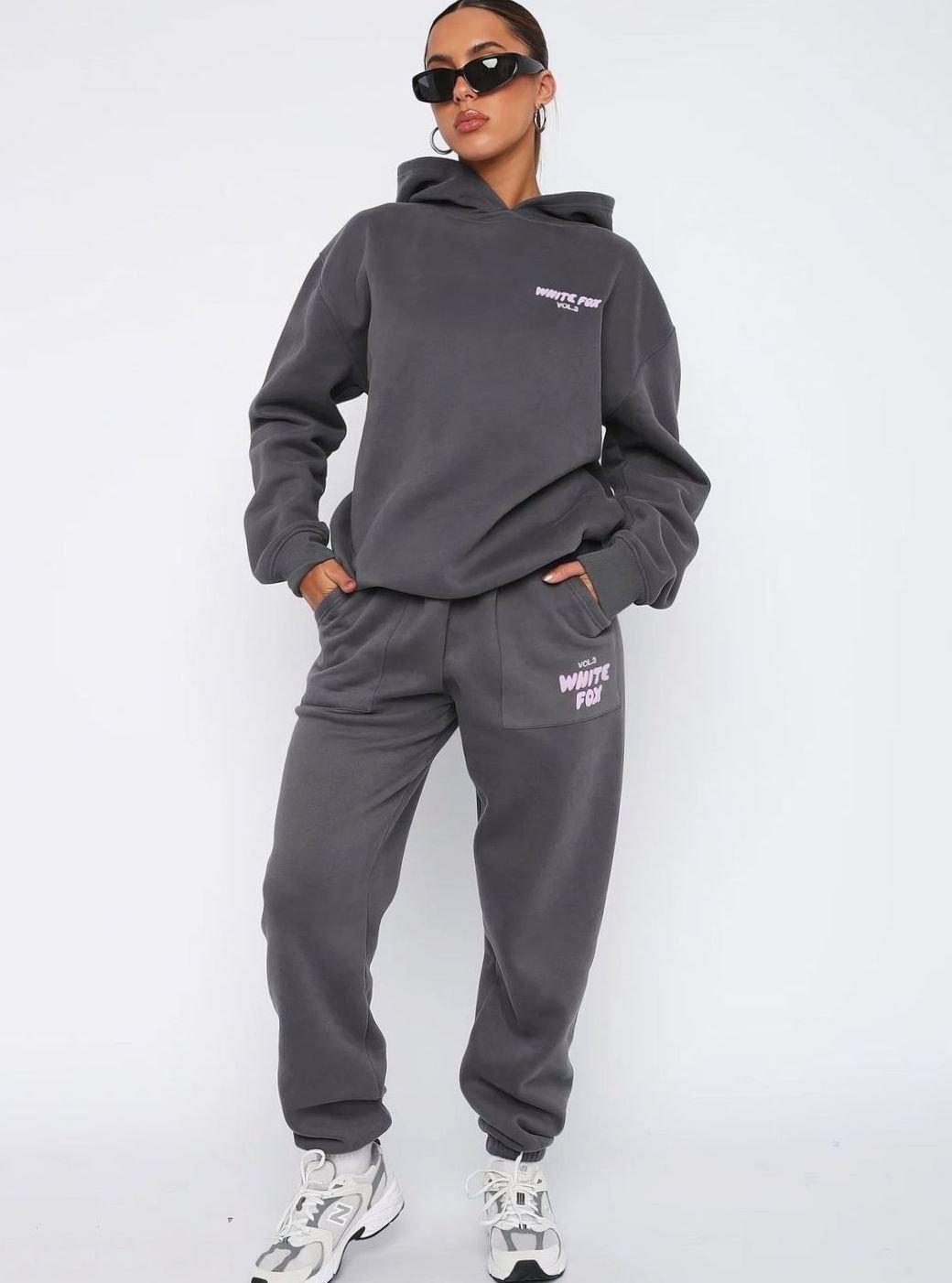 Women's Oversized Fleece Hoodie Jogger Tracksuit Set