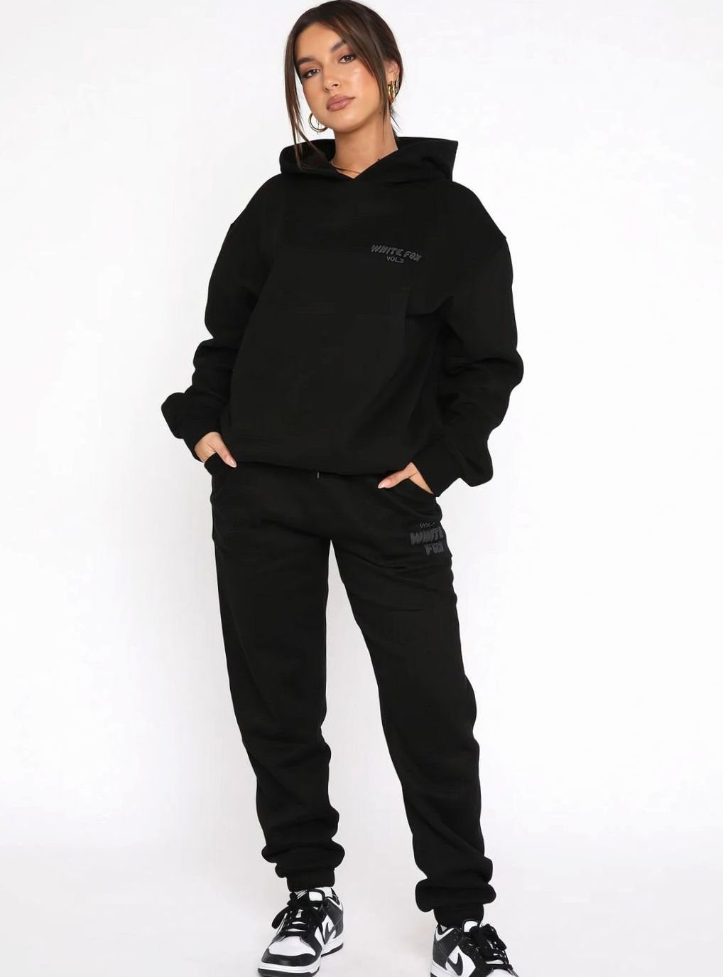 Women's Oversized Fleece Hoodie Jogger Tracksuit Set