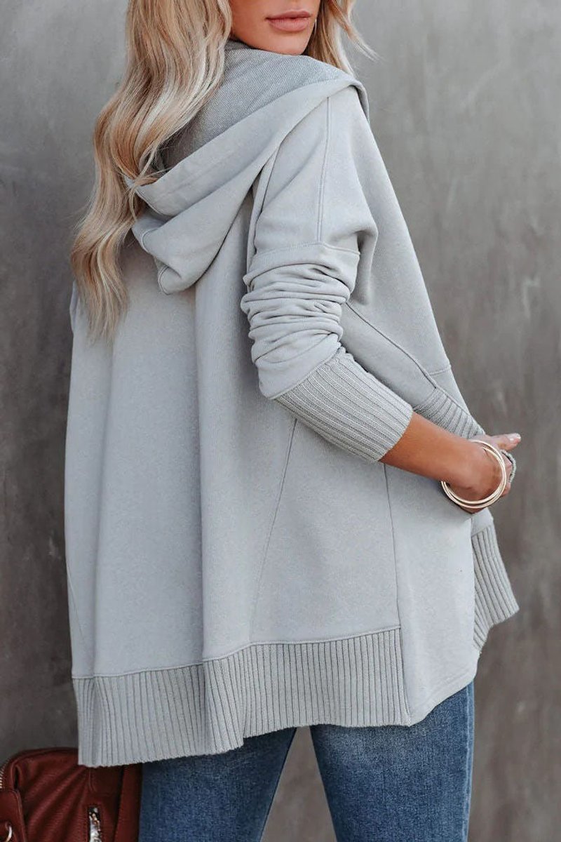Women's Oversized Hooded Long-Sleeve Drawstring Tunic Top