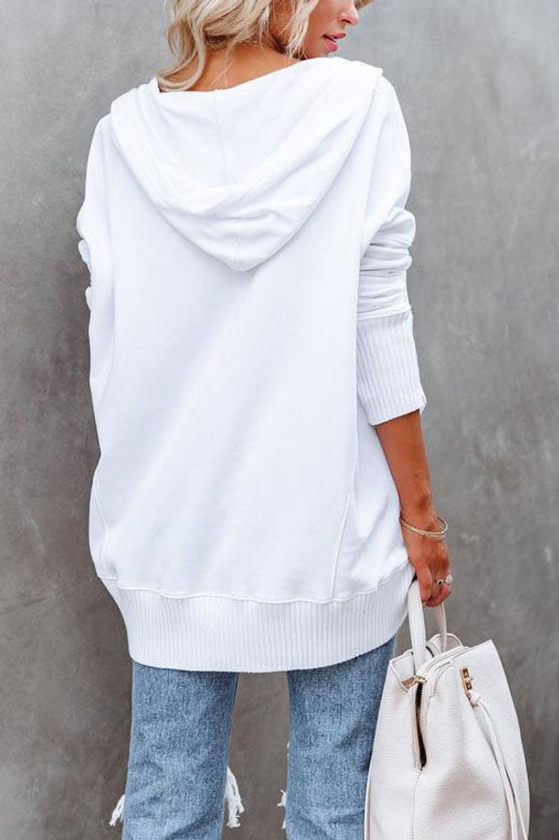 Women's Oversized Hooded Long-Sleeve Drawstring Tunic Top