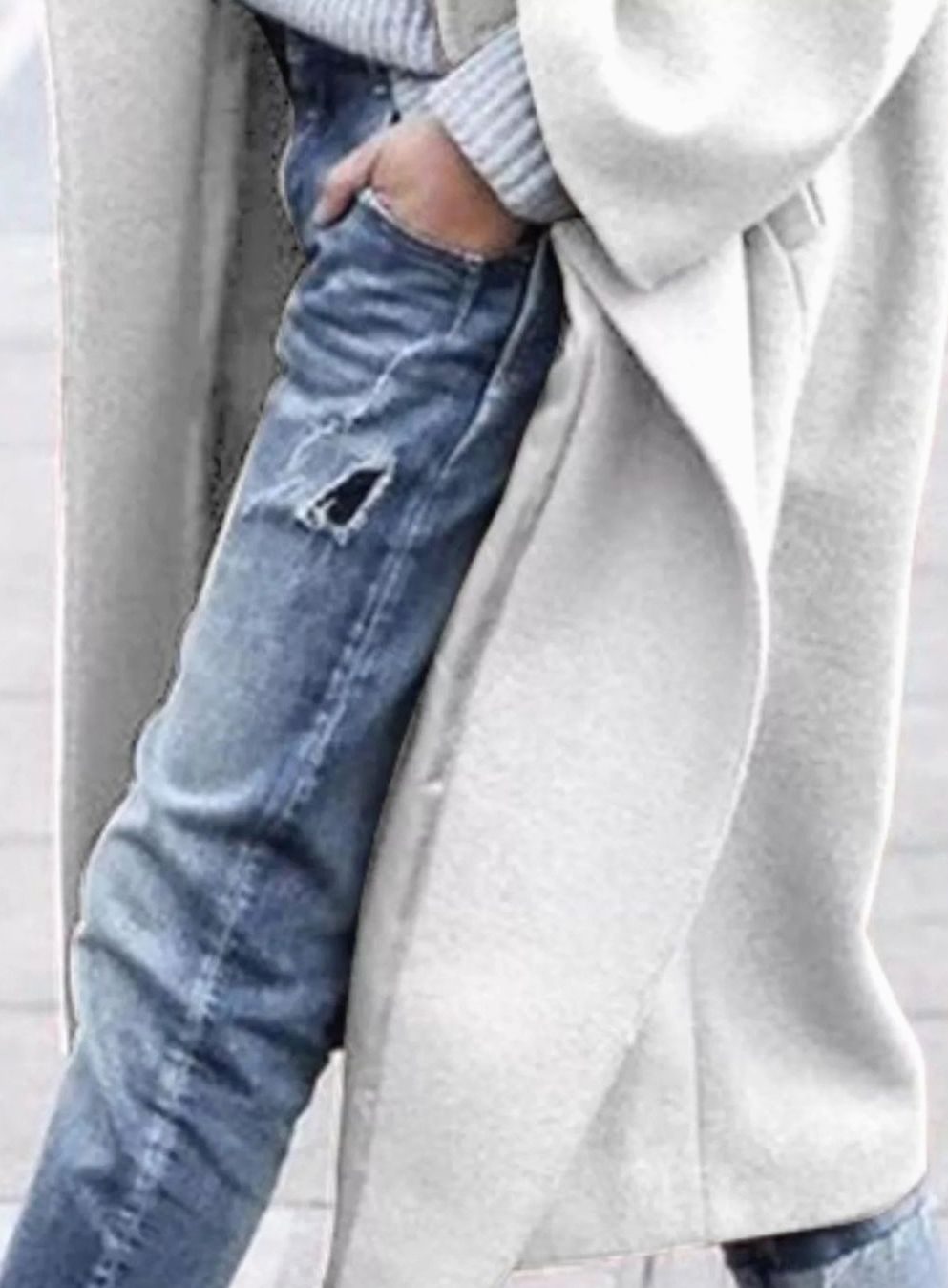 Women's Oversized Long Wool Coat Wide-Sleeve Winter Outerwear