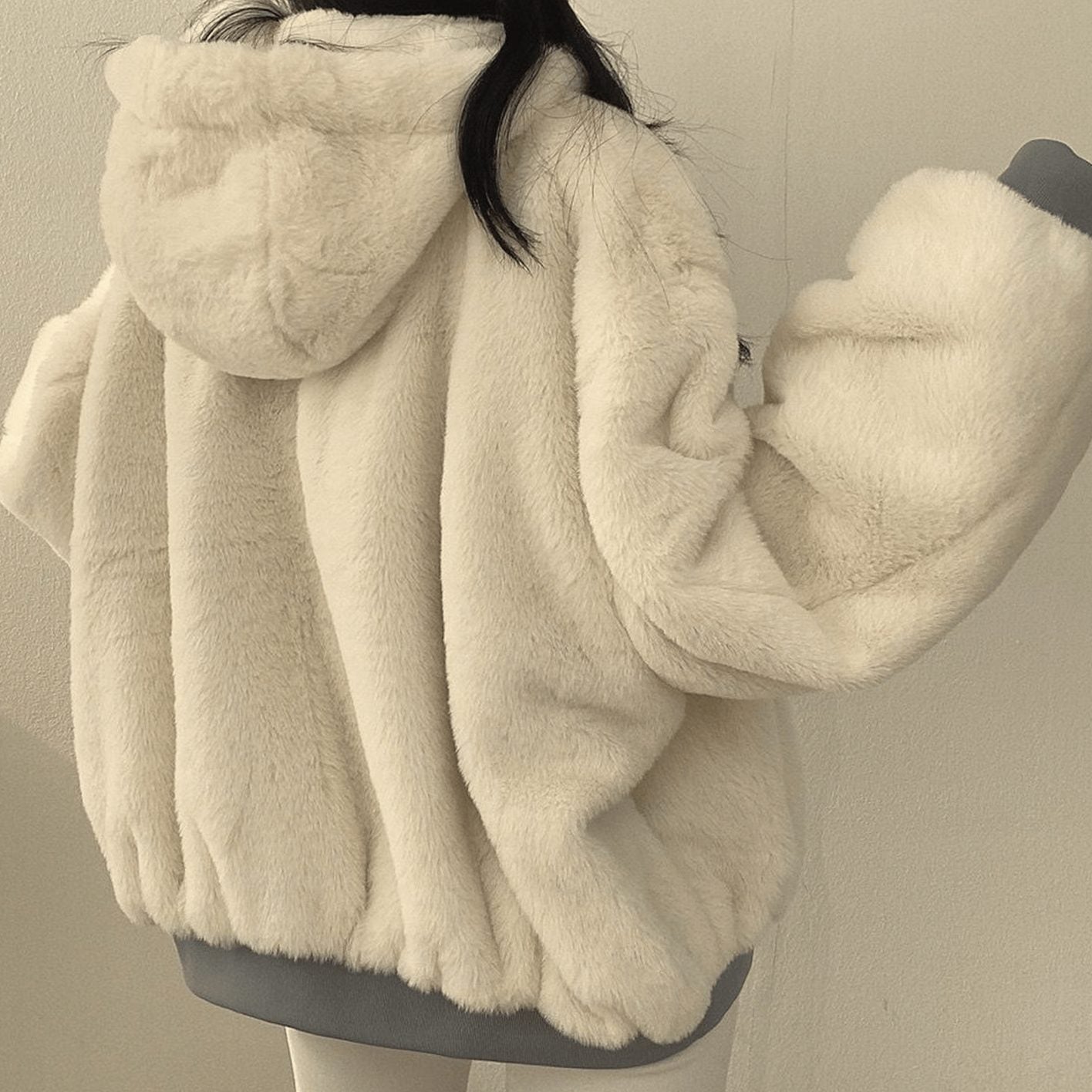 Women's Oversized Relaxed-Fit Fleece-Lined Zip-Up Winter Jacket