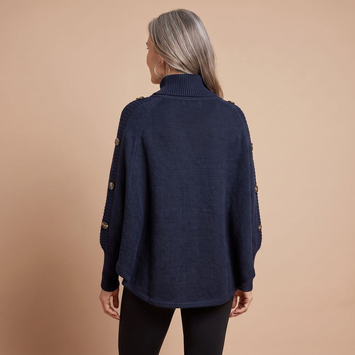 Women's Oversized Turtleneck Cable-Knit Batwing Sleeve Jumper