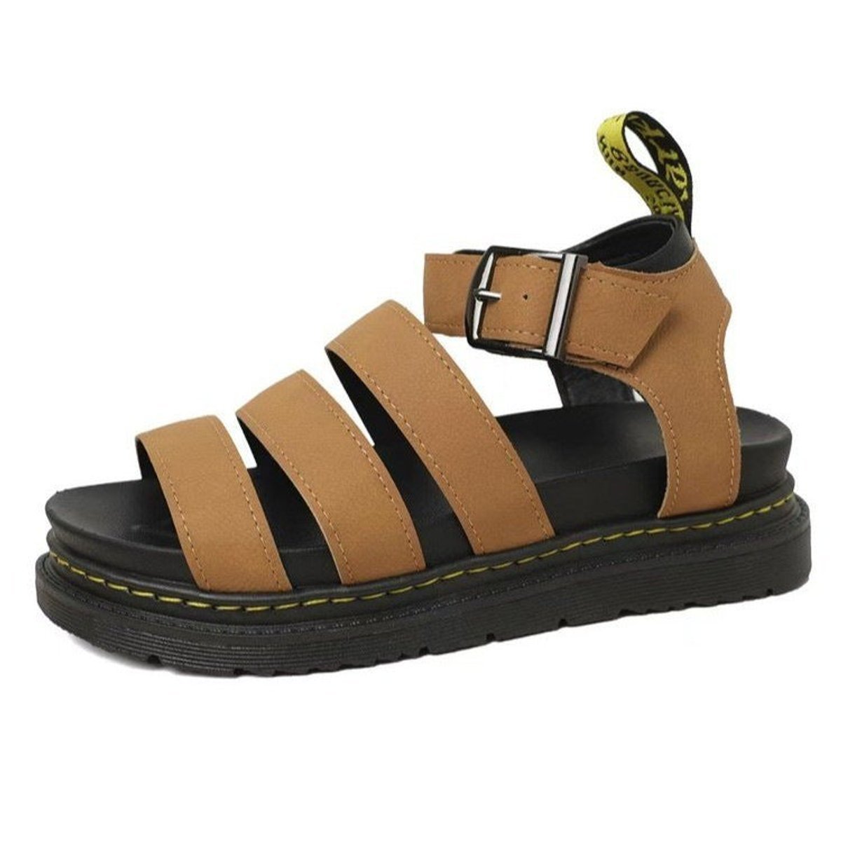 Women's Platform Triple-Strap Buckle Comfortable Sandals - Brown