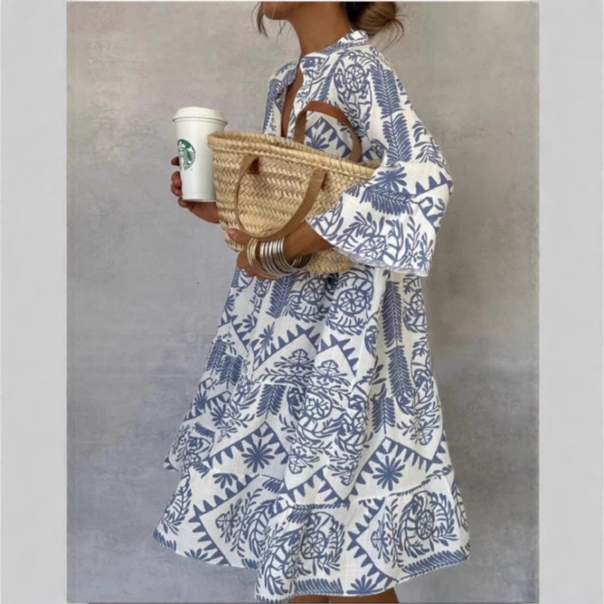 Women's Relaxed-Fit Floral Print Tunic Dress