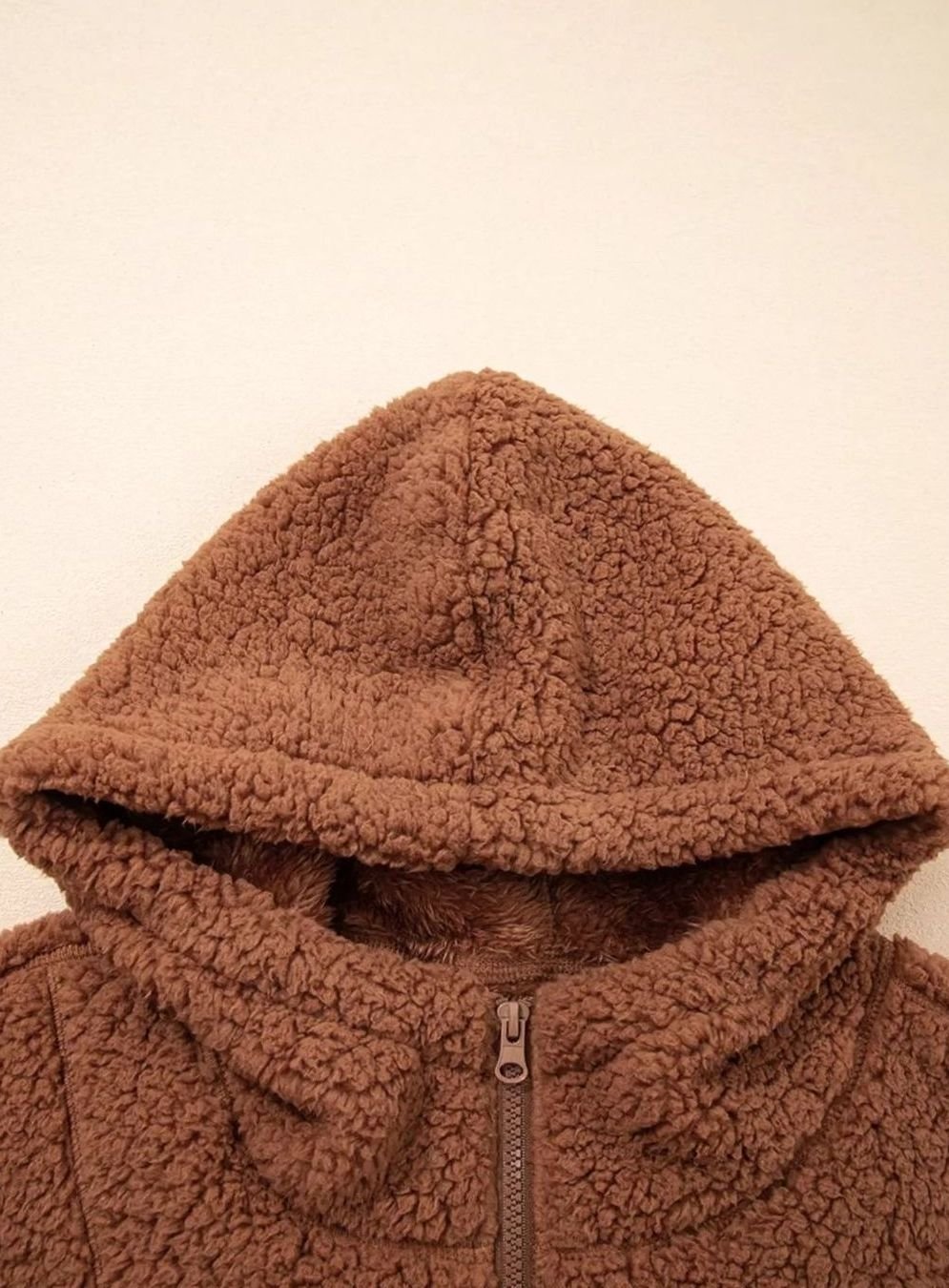 Women's Relaxed-Fit Hooded Teddy Zip Up Fleece Jacket