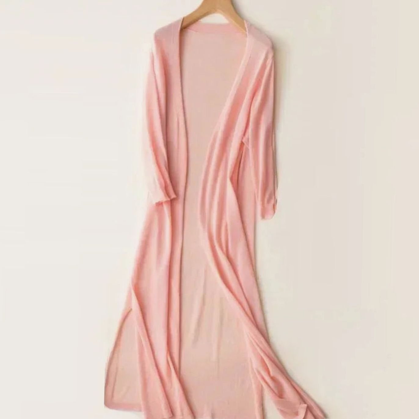 Women's Relaxed Fit Open Front Lightweight Longline Long Cardigan - Pink