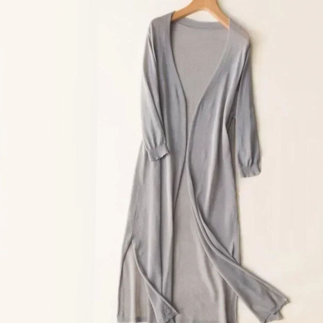 Women's Relaxed Fit Open Front Lightweight Longline Long Cardigan - Grey