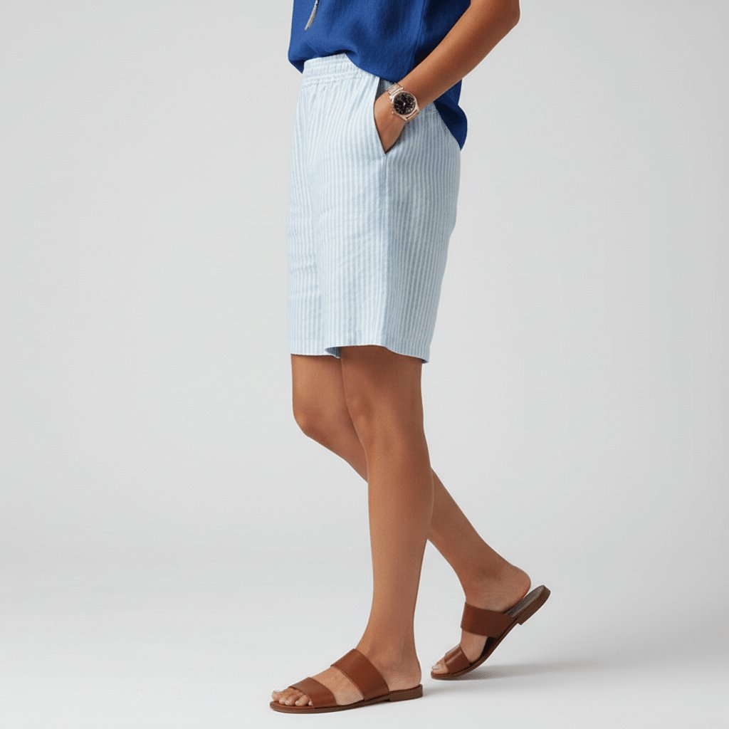 Women's Relaxed-Fit Striped Elastic-Waist Casual Summer Shorts