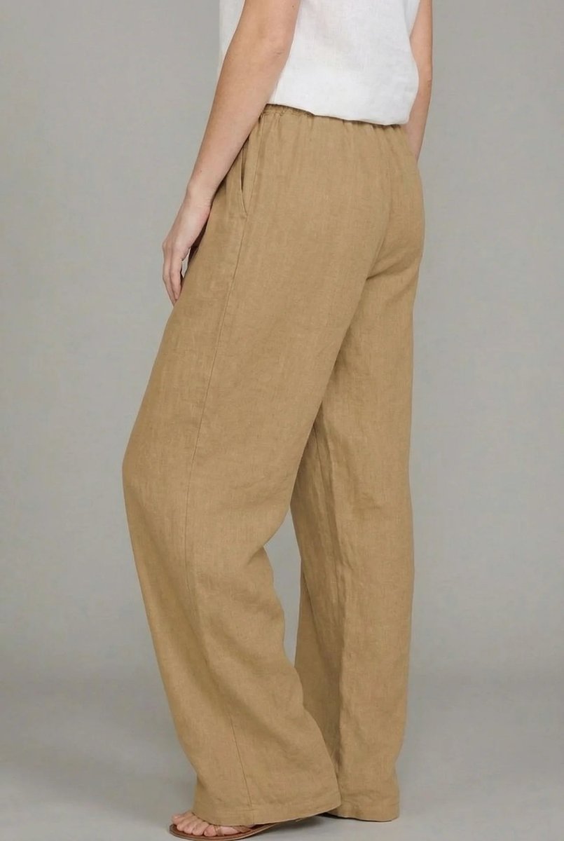 Women's Relaxed Linen Drawstring Wide Leg Trousers