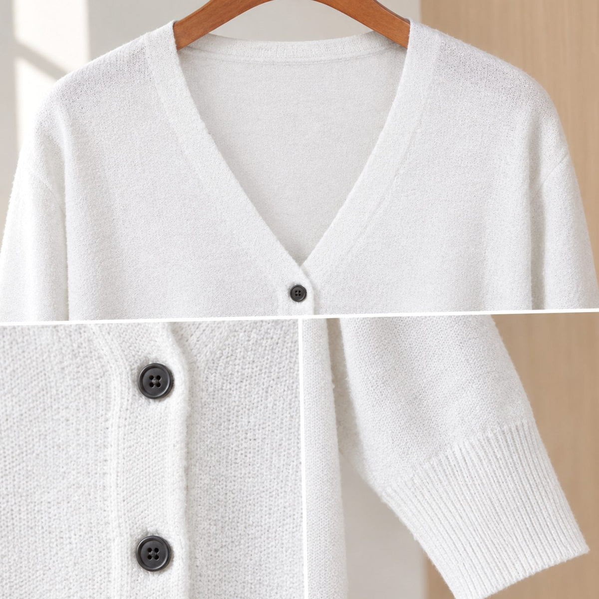 Women's Relaxed V-Neck Button-Front Knit Cardigan