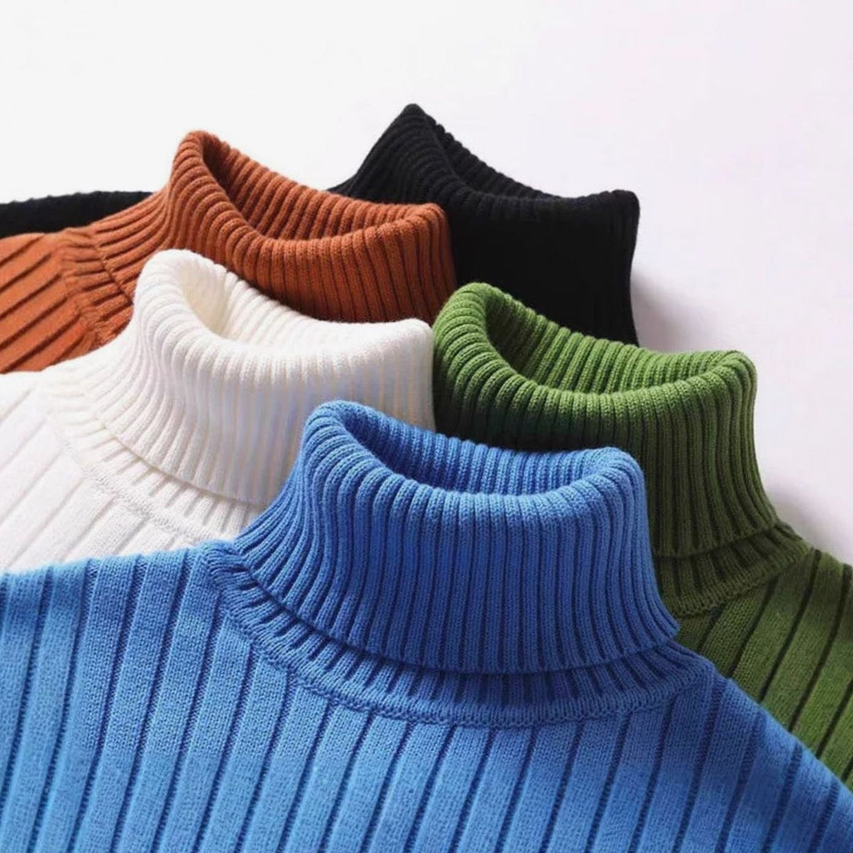 Women's Ribbed Roll Neck Jumper Turtleneck Knit Pullover