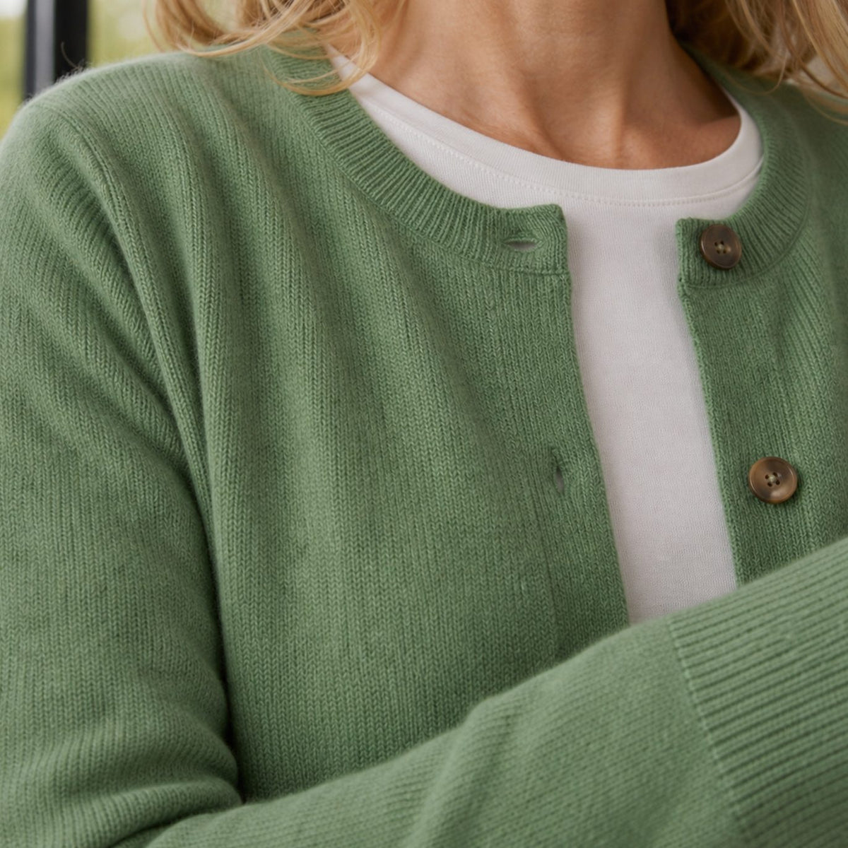 Women's Round-Neck Button-Front Soft Knit Cardigan