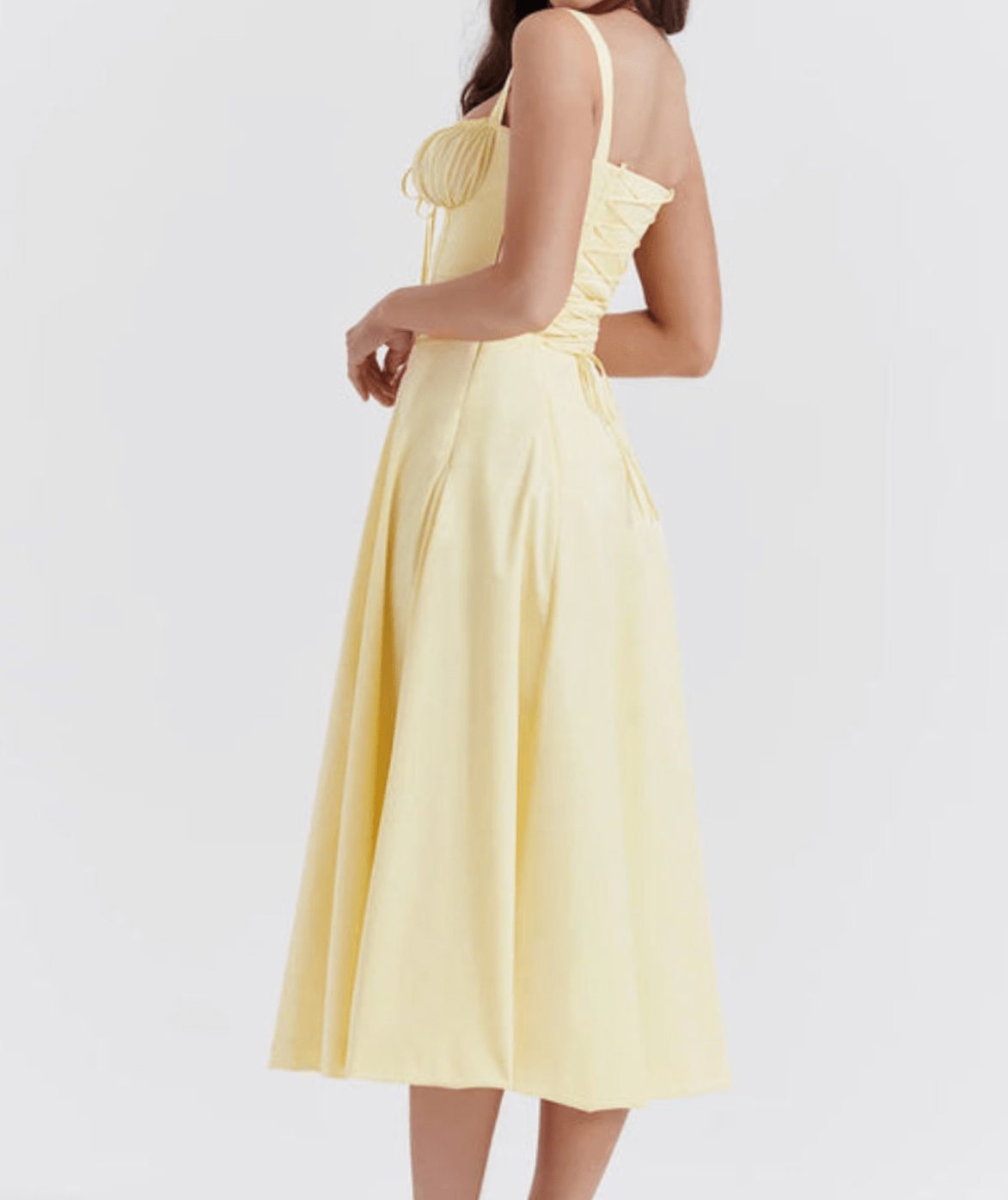 Women's Ruched-Bust Corset Strappy Midi Party Dress