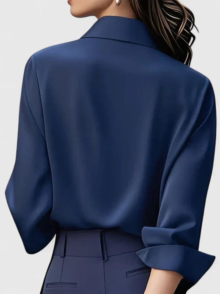 Women's Satin-Finish Concealed Placket Long-Sleeve Button-Down Shirt