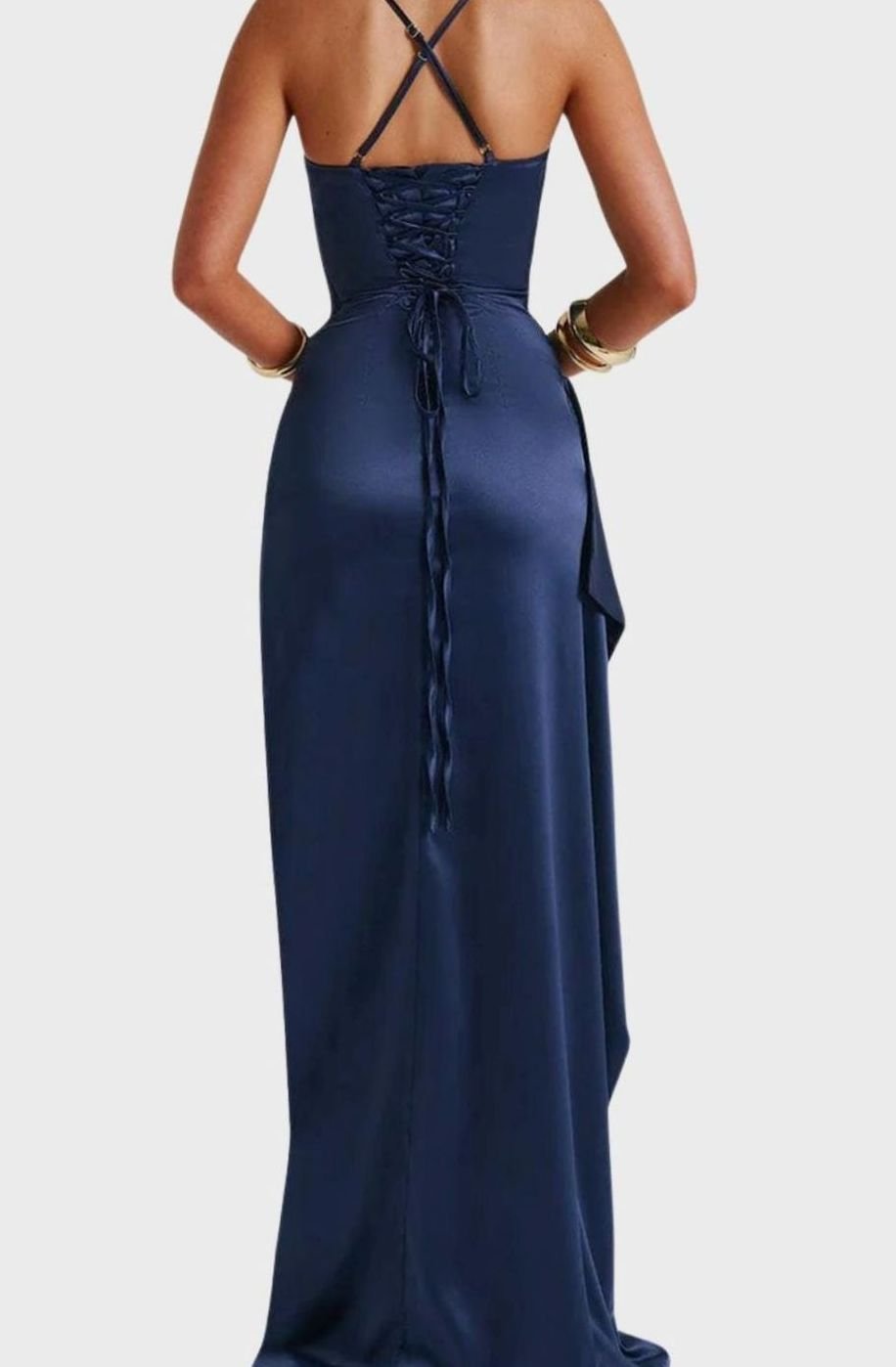 Women's Satin Spaghetti Strap Sweetheart Maxi Party Dress