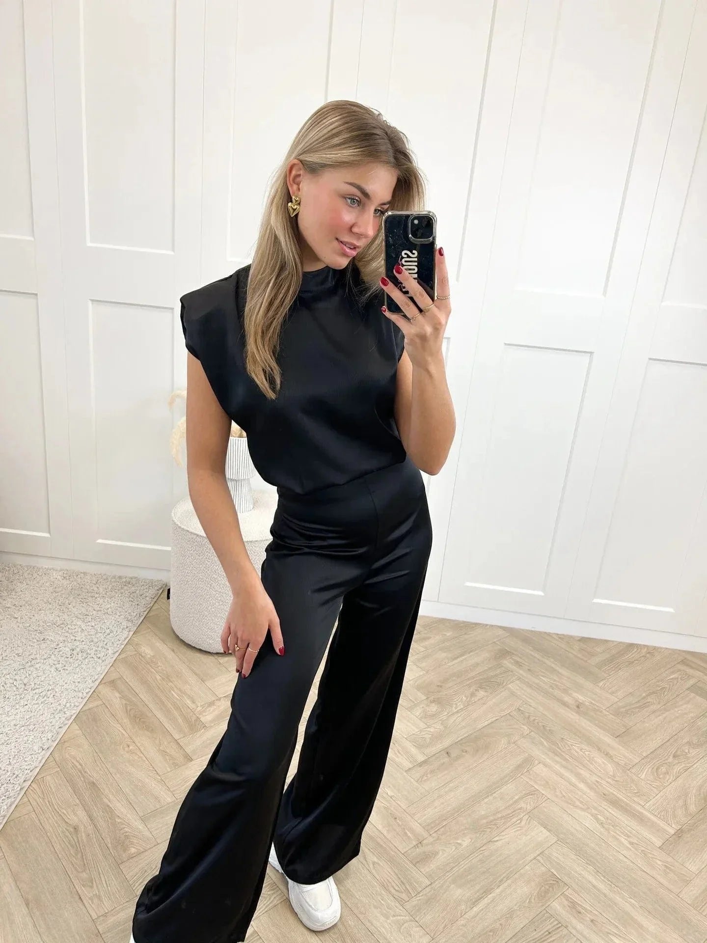 Women's Satin Wide-Leg Sleeveless High-Waist Jumpsuit