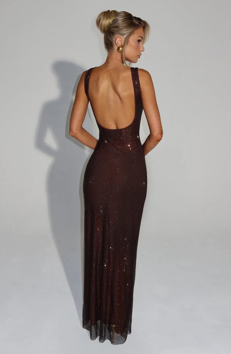 Women's Sequin Embellished Sleeveless Maxi Evening Gown Dress