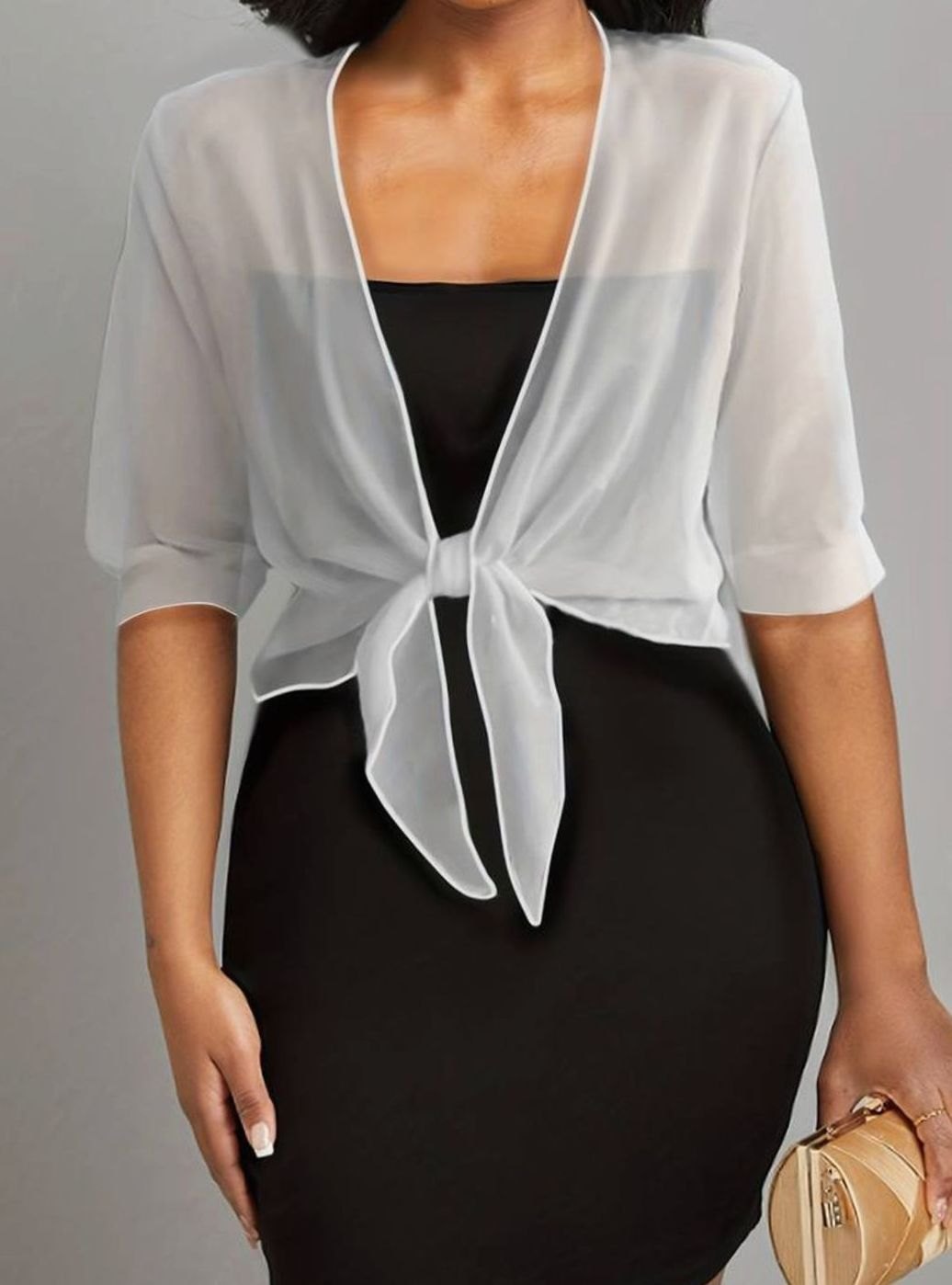 Women's Sheer Chiffon Tie-Front Open Cardigan - White