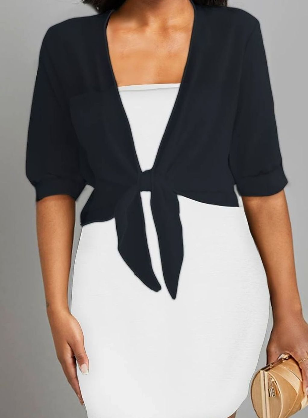 Women's Sheer Chiffon Tie-Front Open Cardigan - Black