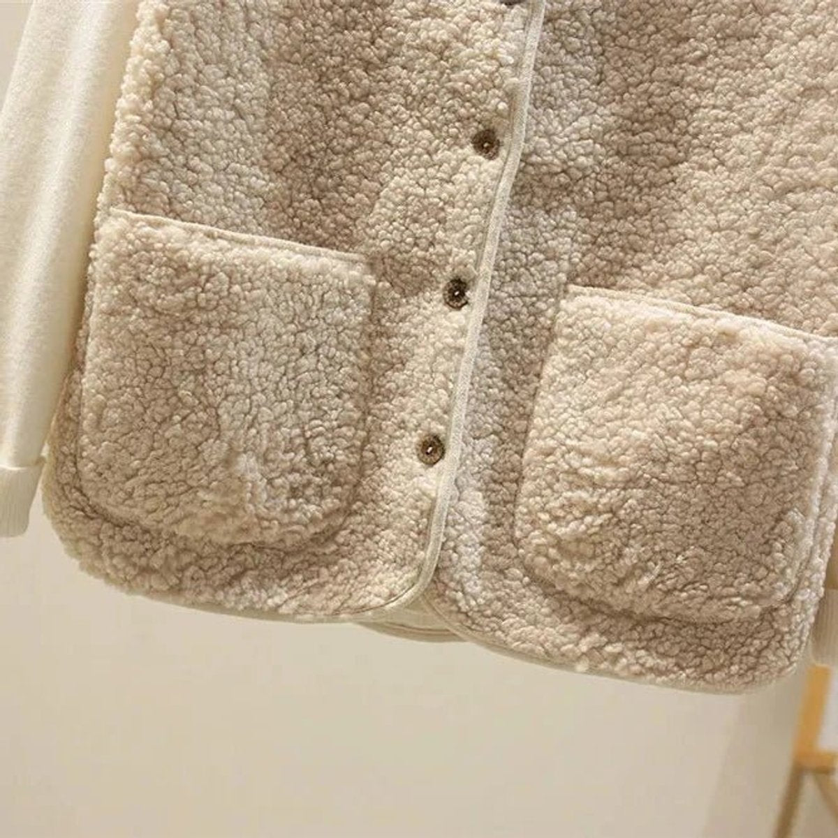 Women's Sherpa Fleece Button-Up Puffer Vest Sleeveless Gilet