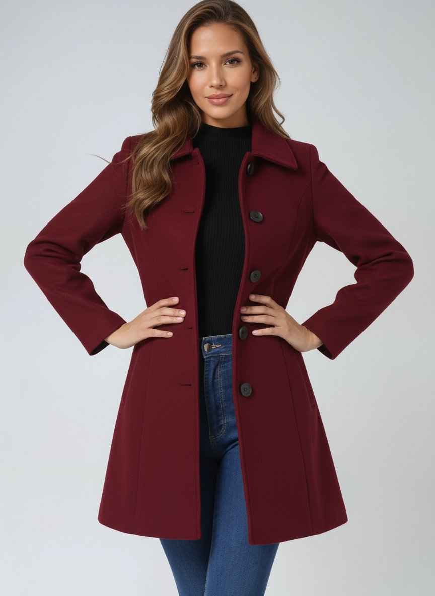 Women's Single-Breasted Structured Winter Trench Coat