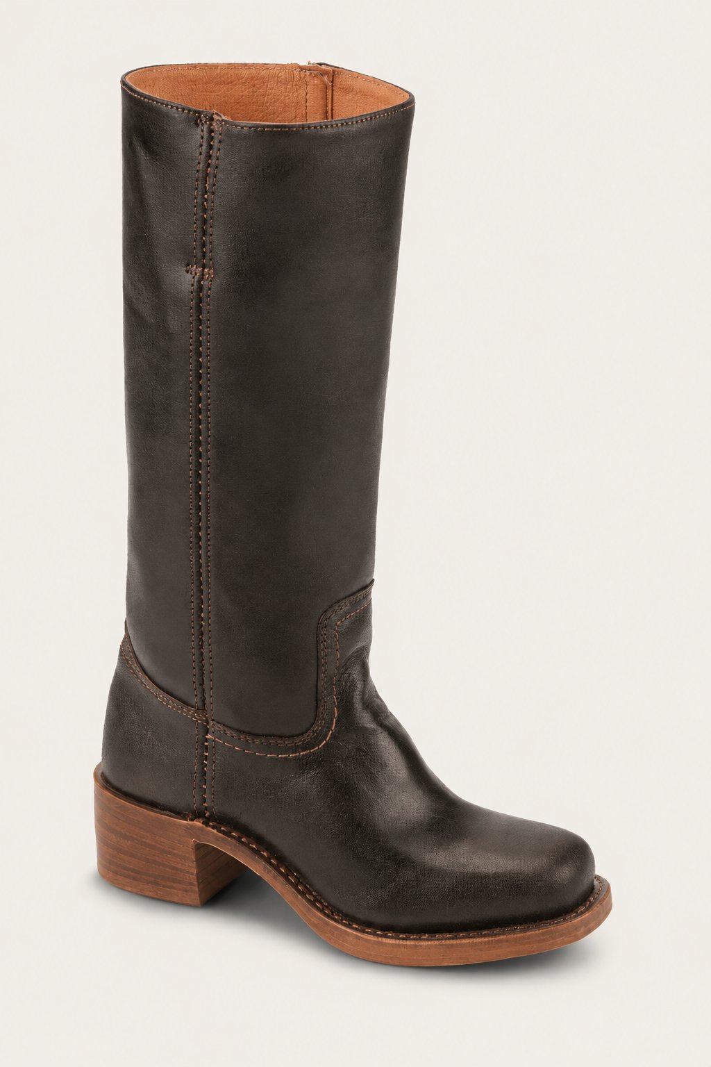 Women's Slim-Fit Leather Knee-High Block-Heel Boots