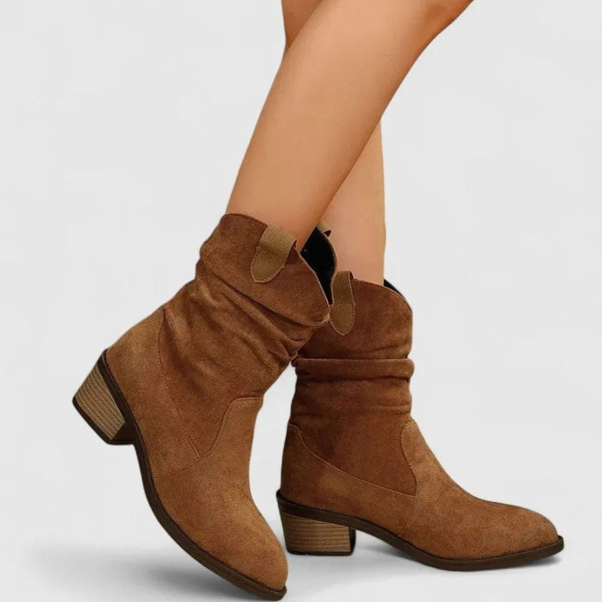 Women's Slip-Resistant Suede Mid-Calf Western Cowboy Boots