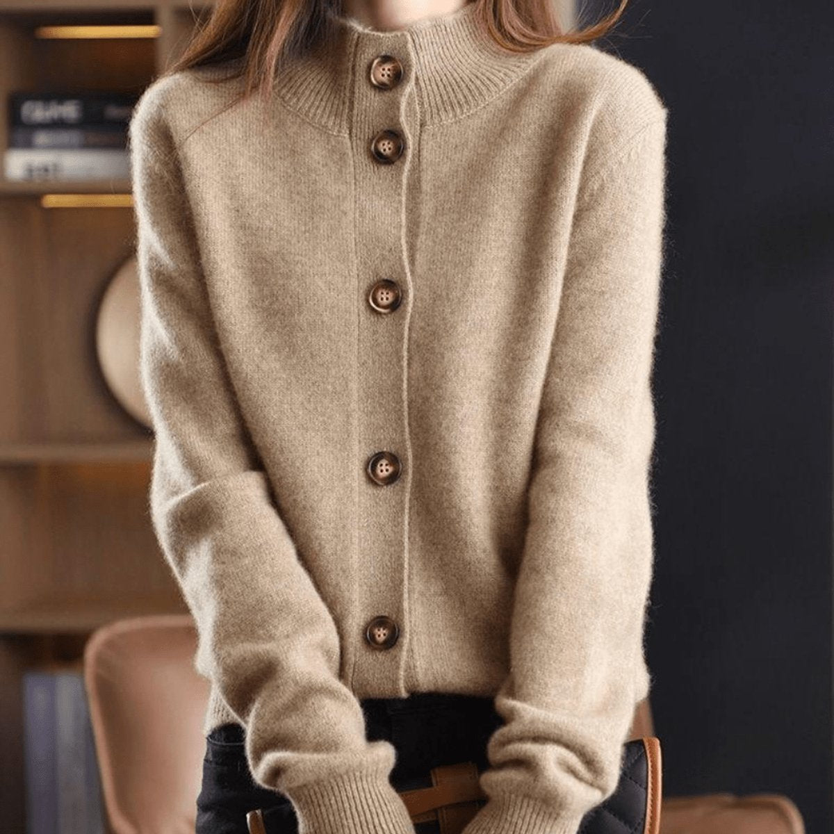 Women's Soft Cashmere Blend Button-Up Knit Cardigan