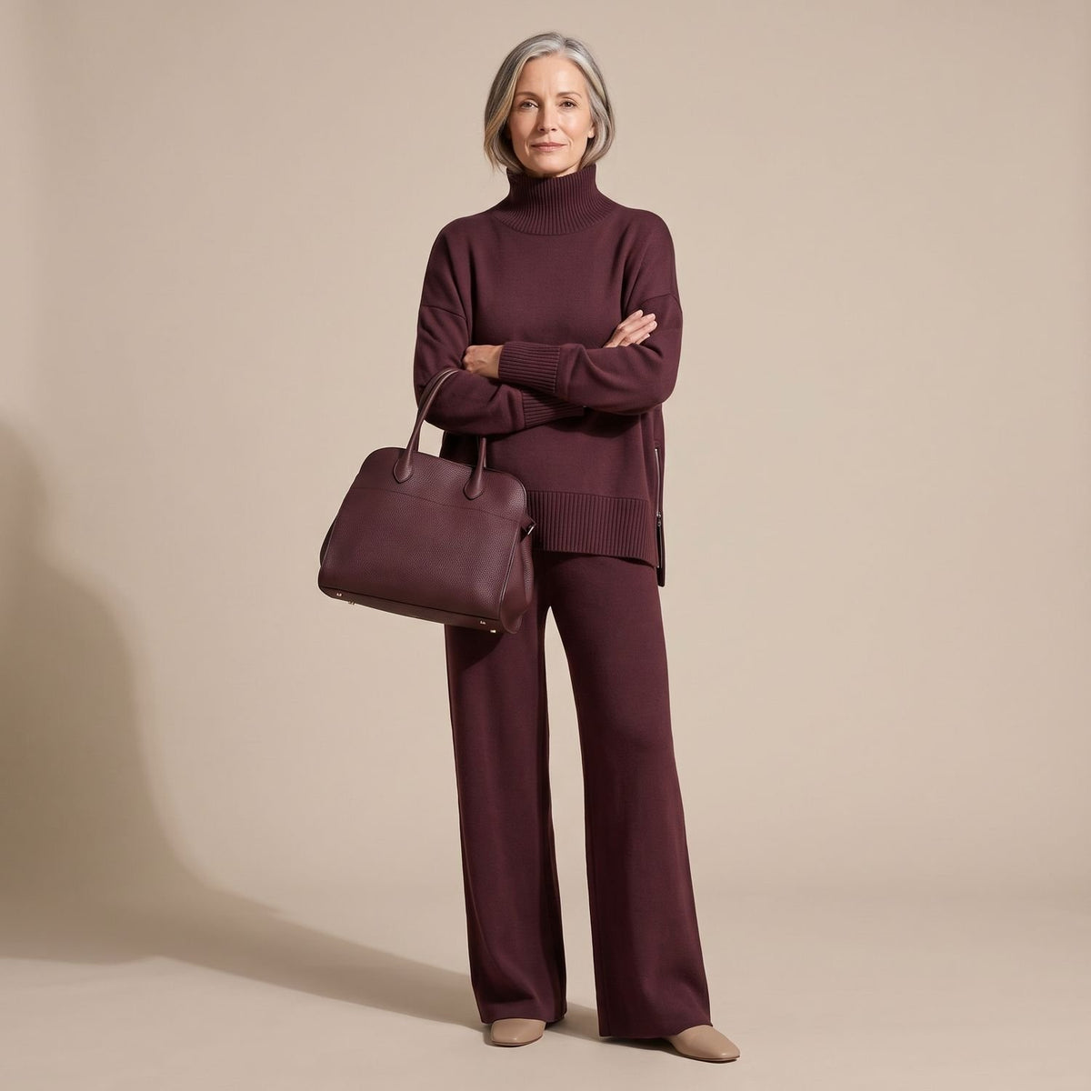 Women's Soft Knit Wide-Leg Coord Set Two-Piece Loungewear