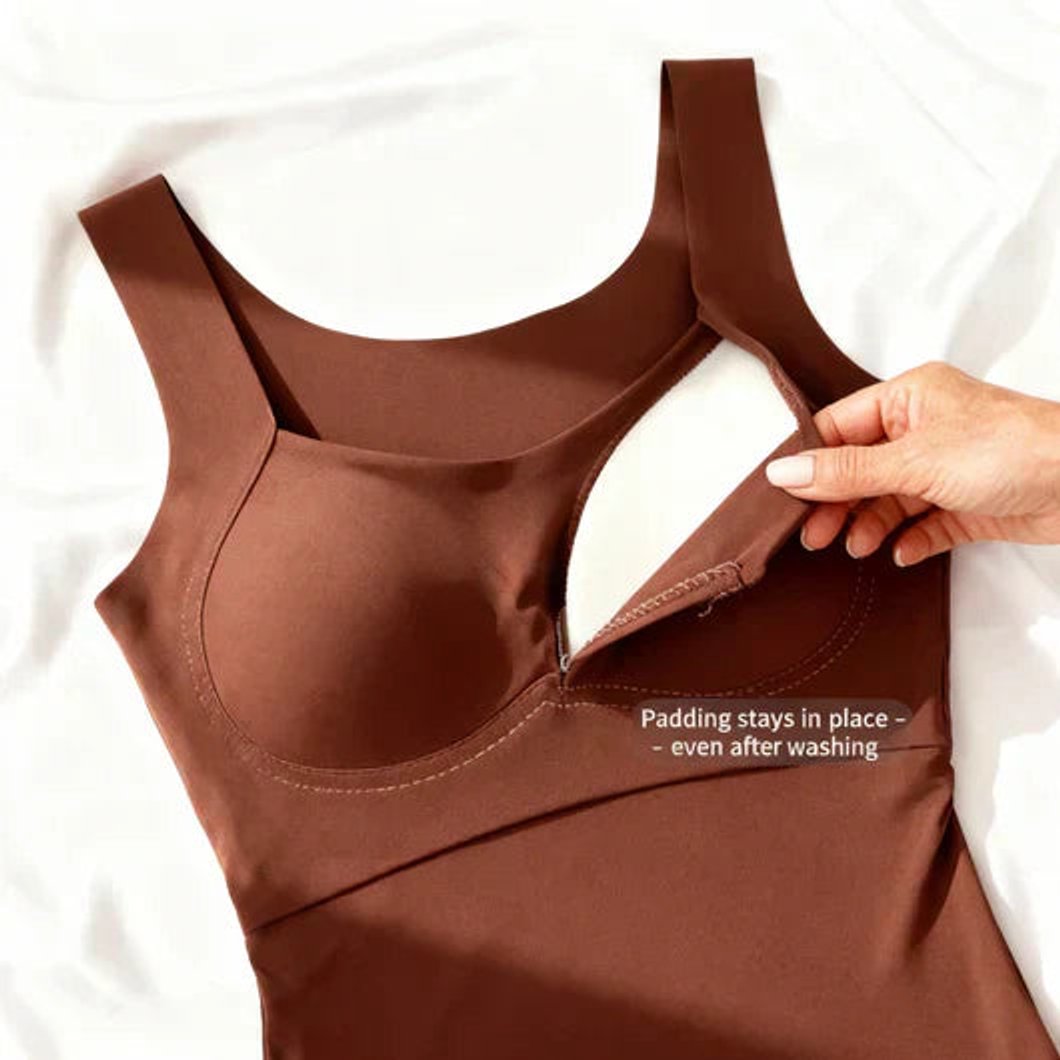 Women's Square-Neck Built-In Bra Sleeveless Tank Top