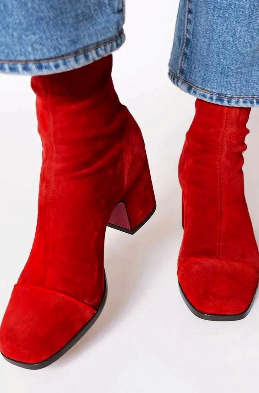Women's Square-Toe Block-Heel Animal-Print Suede Ankle Boots