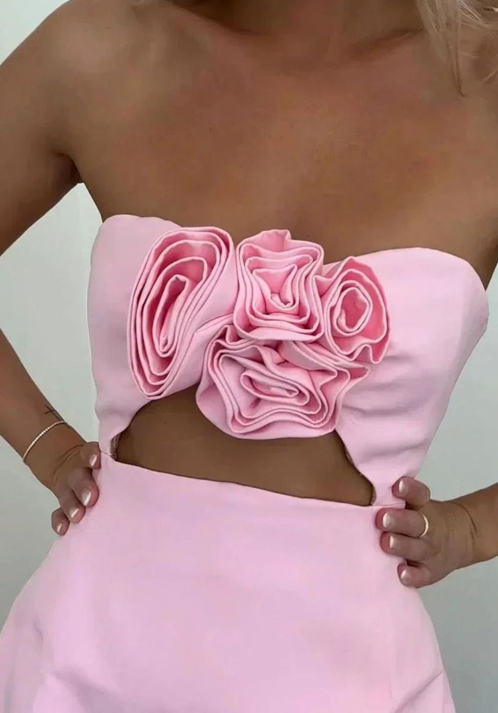 Women's Strapless Floral Appliqué Mini Party Dress