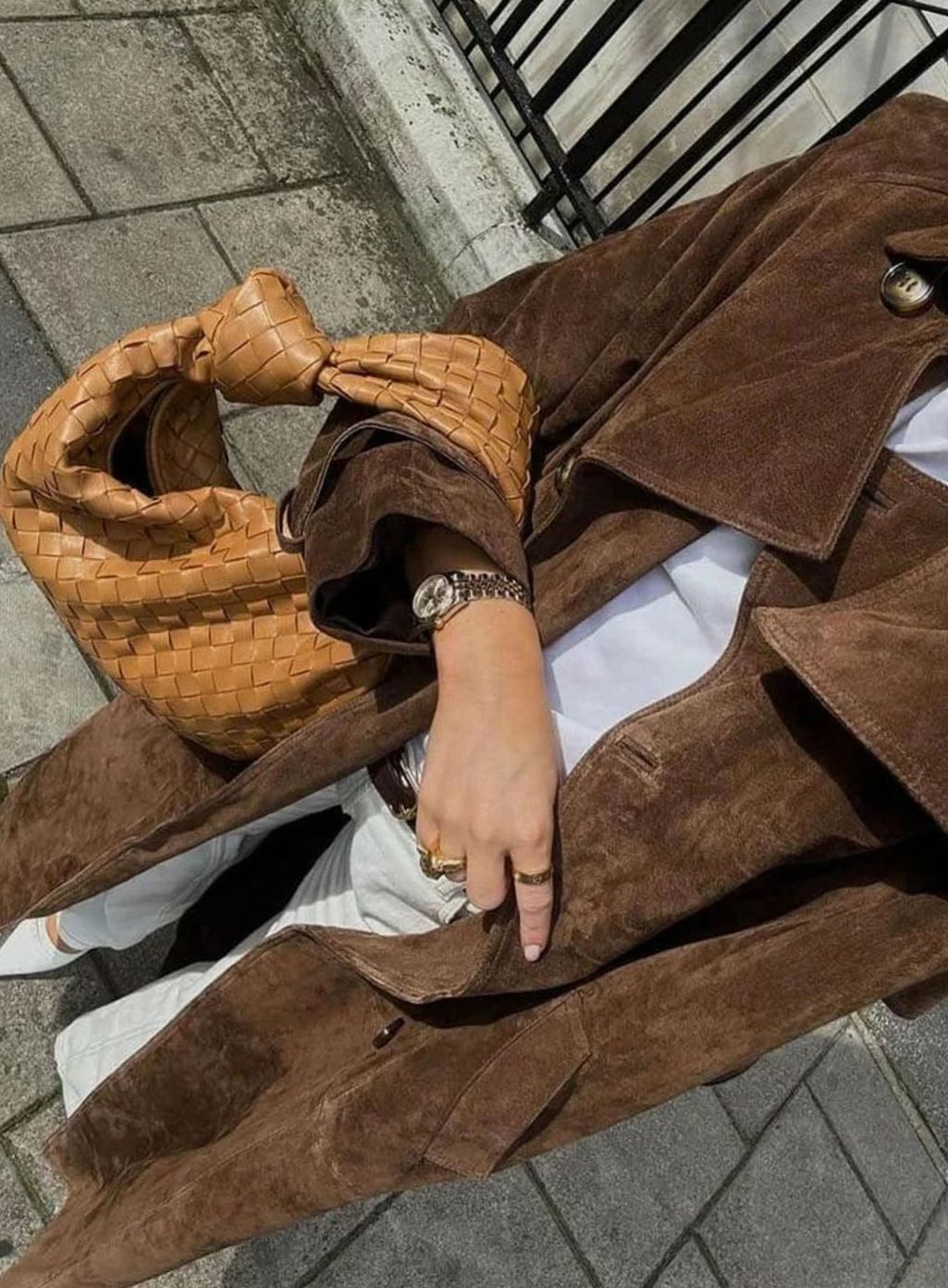 Women's Suede Belted Longline Trench Coat